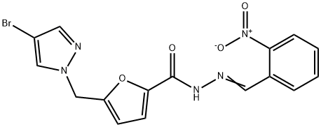 5-[(4-bromo-1H-pyrazol-1-yl)methyl]-N'-{2-nitrobenzylidene}-2-furohydrazide Structure