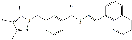 3-[(4-chloro-3,5-dimethyl-1H-pyrazol-1-yl)methyl]-N'-(8-quinolinylmethylene)benzohydrazide Structure