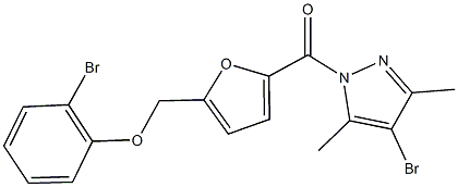 {5-[(4-bromo-3,5-dimethyl-1H-pyrazol-1-yl)carbonyl]-2-furyl}methyl 2-bromophenyl ether 구조식 이미지