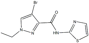 4-bromo-1-ethyl-N-(1,3-thiazol-2-yl)-1H-pyrazole-3-carboxamide 구조식 이미지