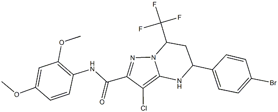 5-(4-bromophenyl)-3-chloro-N-(2,4-dimethoxyphenyl)-7-(trifluoromethyl)-4,5,6,7-tetrahydropyrazolo[1,5-a]pyrimidine-2-carboxamide Structure