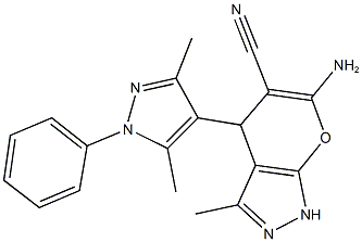 6-amino-4-(3,5-dimethyl-1-phenyl-1H-pyrazol-4-yl)-3-methyl-1,4-dihydropyrano[2,3-c]pyrazole-5-carbonitrile 구조식 이미지