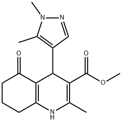 methyl 4-(1,5-dimethyl-1H-pyrazol-4-yl)-2-methyl-5-oxo-1,4,5,6,7,8-hexahydro-3-quinolinecarboxylate 구조식 이미지