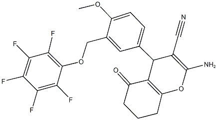 2-amino-4-{4-methoxy-3-[(2,3,4,5,6-pentafluorophenoxy)methyl]phenyl}-5-oxo-5,6,7,8-tetrahydro-4H-chromene-3-carbonitrile Structure