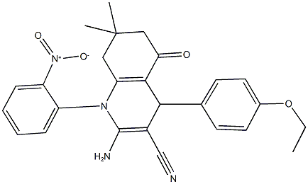 2-amino-4-(4-ethoxyphenyl)-1-{2-nitrophenyl}-7,7-dimethyl-5-oxo-1,4,5,6,7,8-hexahydro-3-quinolinecarbonitrile 구조식 이미지