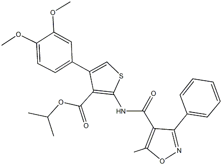 isopropyl 4-(3,4-dimethoxyphenyl)-2-{[(5-methyl-3-phenyl-4-isoxazolyl)carbonyl]amino}-3-thiophenecarboxylate 구조식 이미지