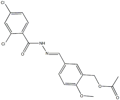 5-[2-(2,4-dichlorobenzoyl)carbohydrazonoyl]-2-methoxybenzyl acetate 구조식 이미지