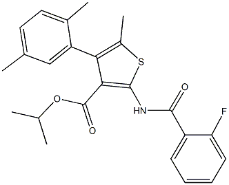 isopropyl 4-(2,5-dimethylphenyl)-2-[(2-fluorobenzoyl)amino]-5-methyl-3-thiophenecarboxylate Structure