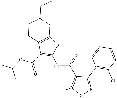 isopropyl 2-({[3-(2-chlorophenyl)-5-methylisoxazol-4-yl]carbonyl}amino)-6-ethyl-4,5,6,7-tetrahydro-1-benzothiophene-3-carboxylate 구조식 이미지