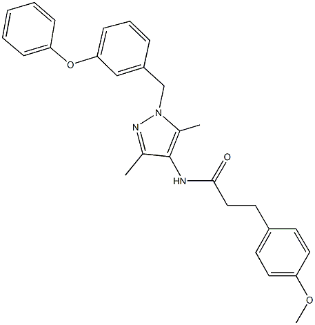 N-[3,5-dimethyl-1-(3-phenoxybenzyl)-1H-pyrazol-4-yl]-3-(4-methoxyphenyl)propanamide 구조식 이미지