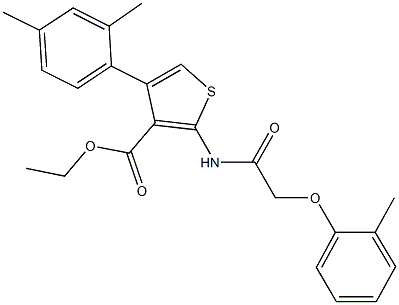 ethyl 4-(2,4-dimethylphenyl)-2-{[(2-methylphenoxy)acetyl]amino}-3-thiophenecarboxylate 구조식 이미지
