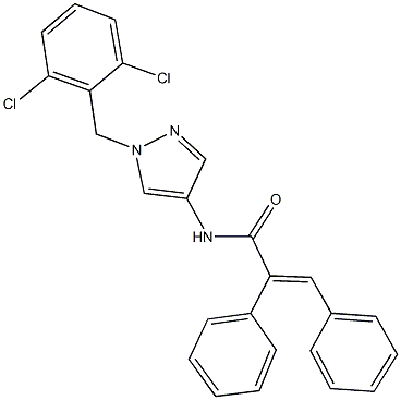 N-[1-(2,6-dichlorobenzyl)-1H-pyrazol-4-yl]-2,3-diphenylacrylamide 구조식 이미지