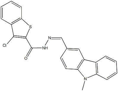 3-chloro-N'-[(9-methyl-9H-carbazol-3-yl)methylene]-1-benzothiophene-2-carbohydrazide 구조식 이미지