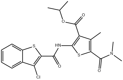 isopropyl 2-{[(3-chloro-1-benzothien-2-yl)carbonyl]amino}-5-[(dimethylamino)carbonyl]-4-methylthiophene-3-carboxylate 구조식 이미지