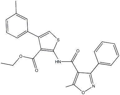 ethyl 4-(3-methylphenyl)-2-{[(5-methyl-3-phenyl-4-isoxazolyl)carbonyl]amino}-3-thiophenecarboxylate 구조식 이미지