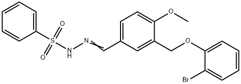 N'-{3-[(2-bromophenoxy)methyl]-4-methoxybenzylidene}benzenesulfonohydrazide 구조식 이미지