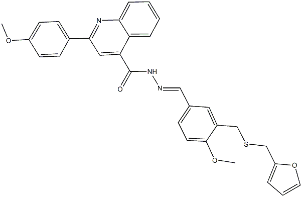 N'-(3-{[(2-furylmethyl)sulfanyl]methyl}-4-methoxybenzylidene)-2-(4-methoxyphenyl)-4-quinolinecarbohydrazide 구조식 이미지