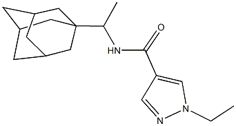 N-[1-(1-adamantyl)ethyl]-1-ethyl-1H-pyrazole-4-carboxamide 구조식 이미지