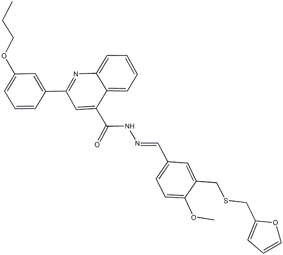 N'-(3-{[(2-furylmethyl)sulfanyl]methyl}-4-methoxybenzylidene)-2-(3-propoxyphenyl)-4-quinolinecarbohydrazide 구조식 이미지