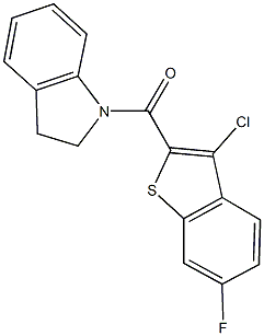 1-[(3-chloro-6-fluoro-1-benzothien-2-yl)carbonyl]indoline Structure