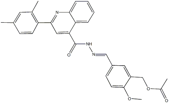 5-(2-{[2-(2,4-dimethylphenyl)-4-quinolinyl]carbonyl}carbohydrazonoyl)-2-methoxybenzyl acetate 구조식 이미지