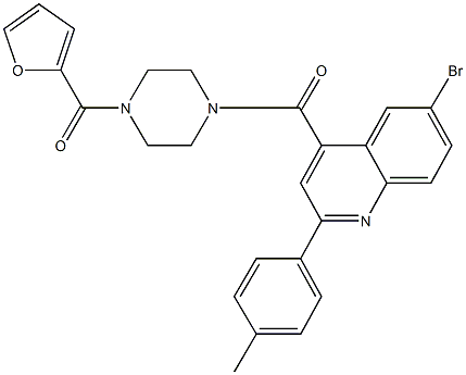 6-bromo-4-{[4-(2-furoyl)-1-piperazinyl]carbonyl}-2-(4-methylphenyl)quinoline Structure