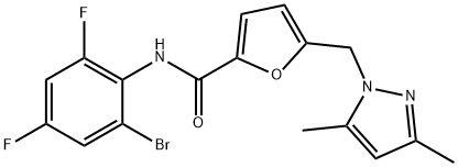 N-(2-bromo-4,6-difluorophenyl)-5-[(3,5-dimethyl-1H-pyrazol-1-yl)methyl]-2-furamide 구조식 이미지