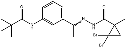 N-(3-{N-[(2,2-dibromo-1-methylcyclopropyl)carbonyl]ethanehydrazonoyl}phenyl)-2,2-dimethylpropanamide 구조식 이미지