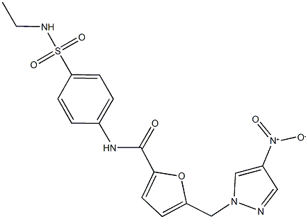 N-{4-[(ethylamino)sulfonyl]phenyl}-5-({4-nitro-1H-pyrazol-1-yl}methyl)-2-furamide 구조식 이미지