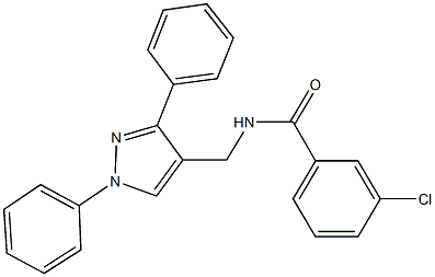 3-chloro-N-[(1,3-diphenyl-1H-pyrazol-4-yl)methyl]benzamide 구조식 이미지