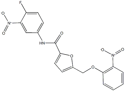 N-{4-fluoro-3-nitrophenyl}-5-({2-nitrophenoxy}methyl)-2-furamide Structure