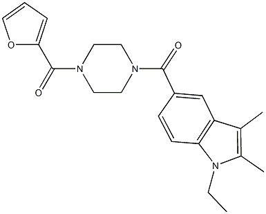 1-ethyl-5-{[4-(2-furoyl)-1-piperazinyl]carbonyl}-2,3-dimethyl-1H-indole 구조식 이미지