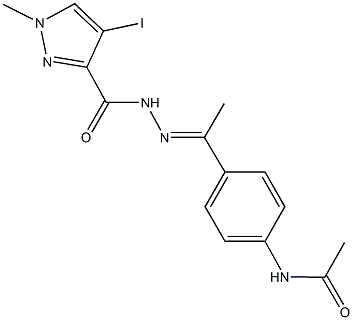 N-(4-{N-[(4-iodo-1-methyl-1H-pyrazol-3-yl)carbonyl]ethanehydrazonoyl}phenyl)acetamide Structure