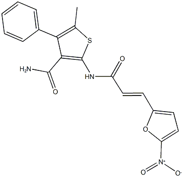 2-[(3-{5-nitro-2-furyl}acryloyl)amino]-5-methyl-4-phenyl-3-thiophenecarboxamide Structure