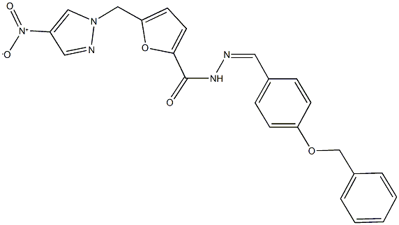 N'-[4-(benzyloxy)benzylidene]-5-({4-nitro-1H-pyrazol-1-yl}methyl)-2-furohydrazide Structure