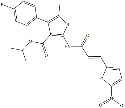 isopropyl 4-(4-fluorophenyl)-2-[(3-{5-nitro-2-furyl}acryloyl)amino]-5-methyl-3-thiophenecarboxylate Structure