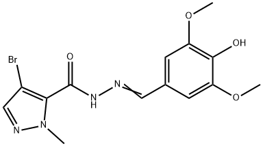 4-bromo-N'-(4-hydroxy-3,5-dimethoxybenzylidene)-1-methyl-1H-pyrazole-5-carbohydrazide Structure