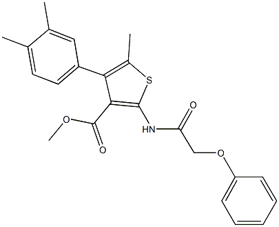 methyl 4-(3,4-dimethylphenyl)-5-methyl-2-[(phenoxyacetyl)amino]-3-thiophenecarboxylate 구조식 이미지
