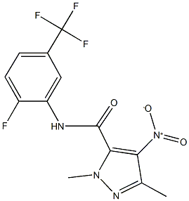 N-[2-fluoro-5-(trifluoromethyl)phenyl]-4-nitro-1,3-dimethyl-1H-pyrazole-5-carboxamide Structure