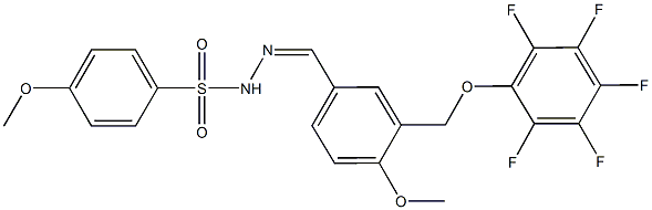 4-methoxy-N'-{4-methoxy-3-[(2,3,4,5,6-pentafluorophenoxy)methyl]benzylidene}benzenesulfonohydrazide 구조식 이미지