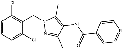 N-[1-(2,6-dichlorobenzyl)-3,5-dimethyl-1H-pyrazol-4-yl]isonicotinamide 구조식 이미지