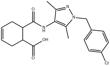 6-({[1-(4-chlorobenzyl)-3,5-dimethyl-1H-pyrazol-4-yl]amino}carbonyl)-3-cyclohexene-1-carboxylic acid Structure