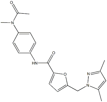 N-{4-[acetyl(methyl)amino]phenyl}-5-[(3,5-dimethyl-1H-pyrazol-1-yl)methyl]-2-furamide 구조식 이미지