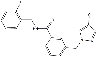 3-[(4-chloro-1H-pyrazol-1-yl)methyl]-N-(2-fluorobenzyl)benzamide Structure