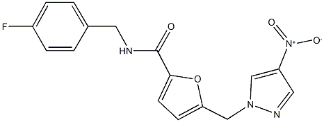 N-(4-fluorobenzyl)-5-({4-nitro-1H-pyrazol-1-yl}methyl)-2-furamide 구조식 이미지