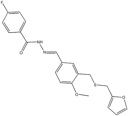 4-fluoro-N'-(3-{[(2-furylmethyl)sulfanyl]methyl}-4-methoxybenzylidene)benzohydrazide 구조식 이미지
