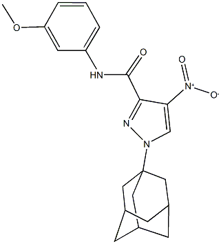 1-(1-adamantyl)-4-nitro-N-(3-methoxyphenyl)-1H-pyrazole-3-carboxamide 구조식 이미지