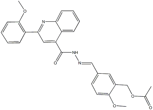 2-methoxy-5-(2-{[2-(2-methoxyphenyl)-4-quinolinyl]carbonyl}carbohydrazonoyl)benzyl acetate Structure