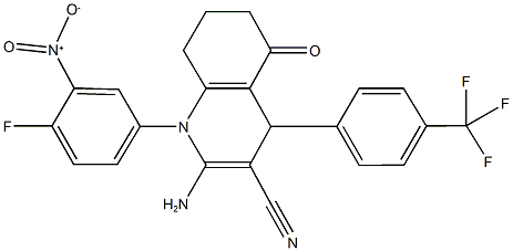 2-amino-1-{4-fluoro-3-nitrophenyl}-5-oxo-4-[4-(trifluoromethyl)phenyl]-1,4,5,6,7,8-hexahydro-3-quinolinecarbonitrile Structure