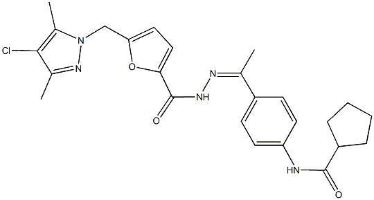 N-[4-(N-{5-[(4-chloro-3,5-dimethyl-1H-pyrazol-1-yl)methyl]-2-furoyl}ethanehydrazonoyl)phenyl]cyclopentanecarboxamide Structure